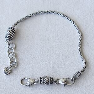 Brighton Charm Bracelet Barrel Beads Silver Plated Double Lobster Clasp 7-8"